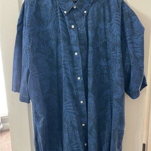 Chaps Navy Leaf Pattern Button Down Shirt